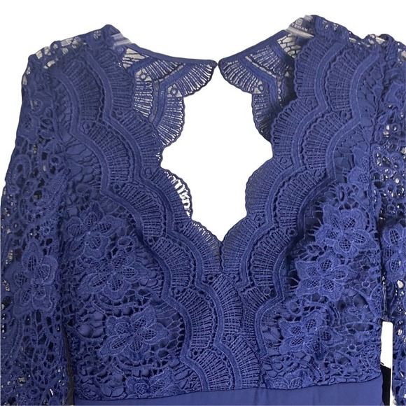 Lulus Awaken My Love Navy Blue Long Sleeves Lace Maxi Dress Size Medium New - Picture 6 of 15